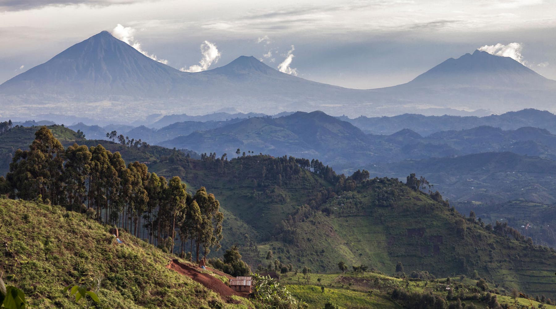 Rwanda volcanoes and landscape