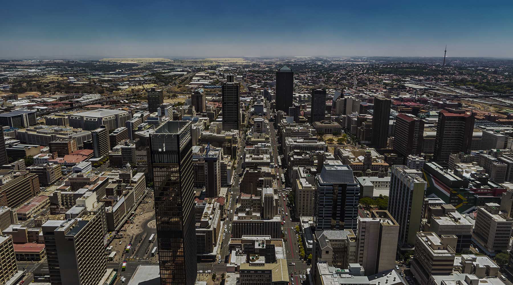 City scape from a drone